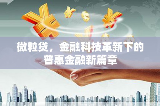 余姚微粒贷，金融科技革新下的普惠金融新篇章