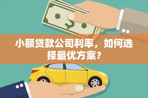 余姚小额贷款公司利率，如何选择最优方案？