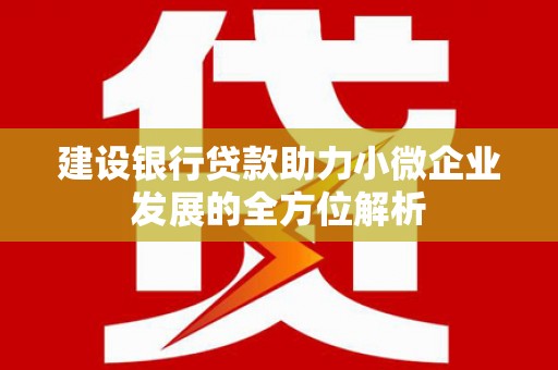 余姚建设银行贷款助力小微企业发展的全方位解析
